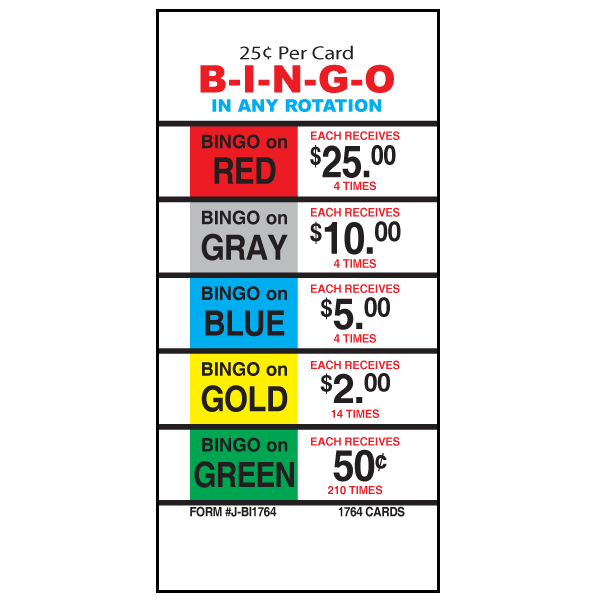 25 Cent Bingo / J-BI1764 Card